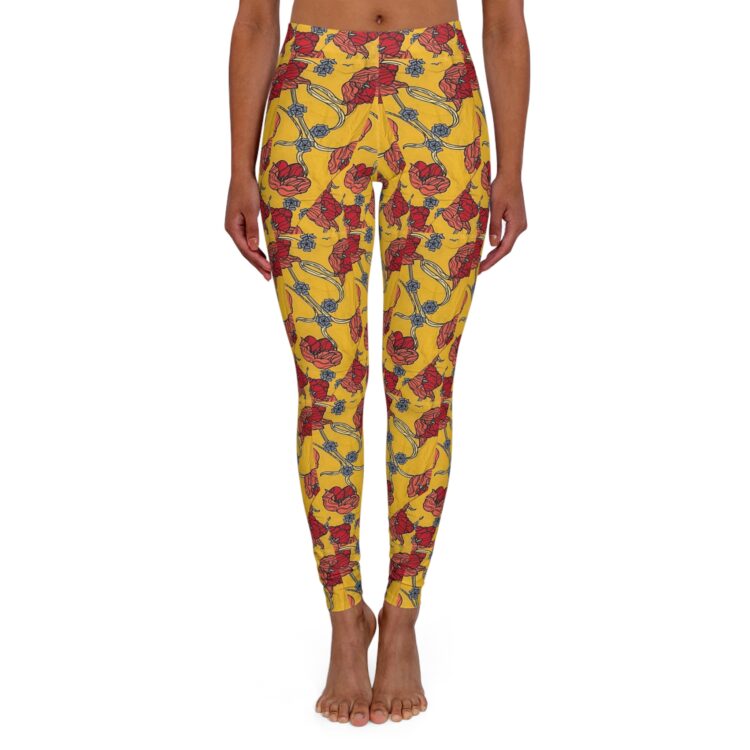 Yellow Red Flower Lularoe Leggings